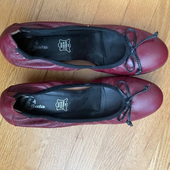 Ballerinas burgundy red by BATA - Picture 3 of 7